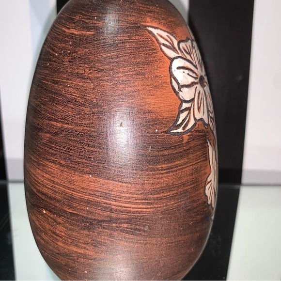 Made in 1969 Handmade Vintage Pottery Vase Glazed Brown Floral - Picture 8 of 10